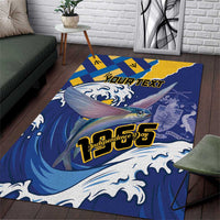 Personalised Barbados Independence Day Area Rug Flying Fish Flag Pattern - Wonder Print Shop