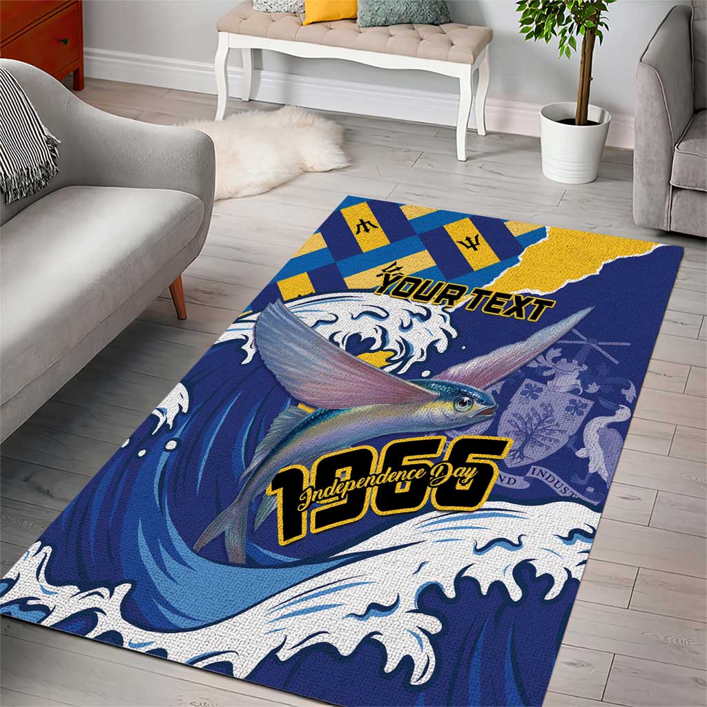 Personalised Barbados Independence Day Area Rug Flying Fish Flag Pattern - Wonder Print Shop