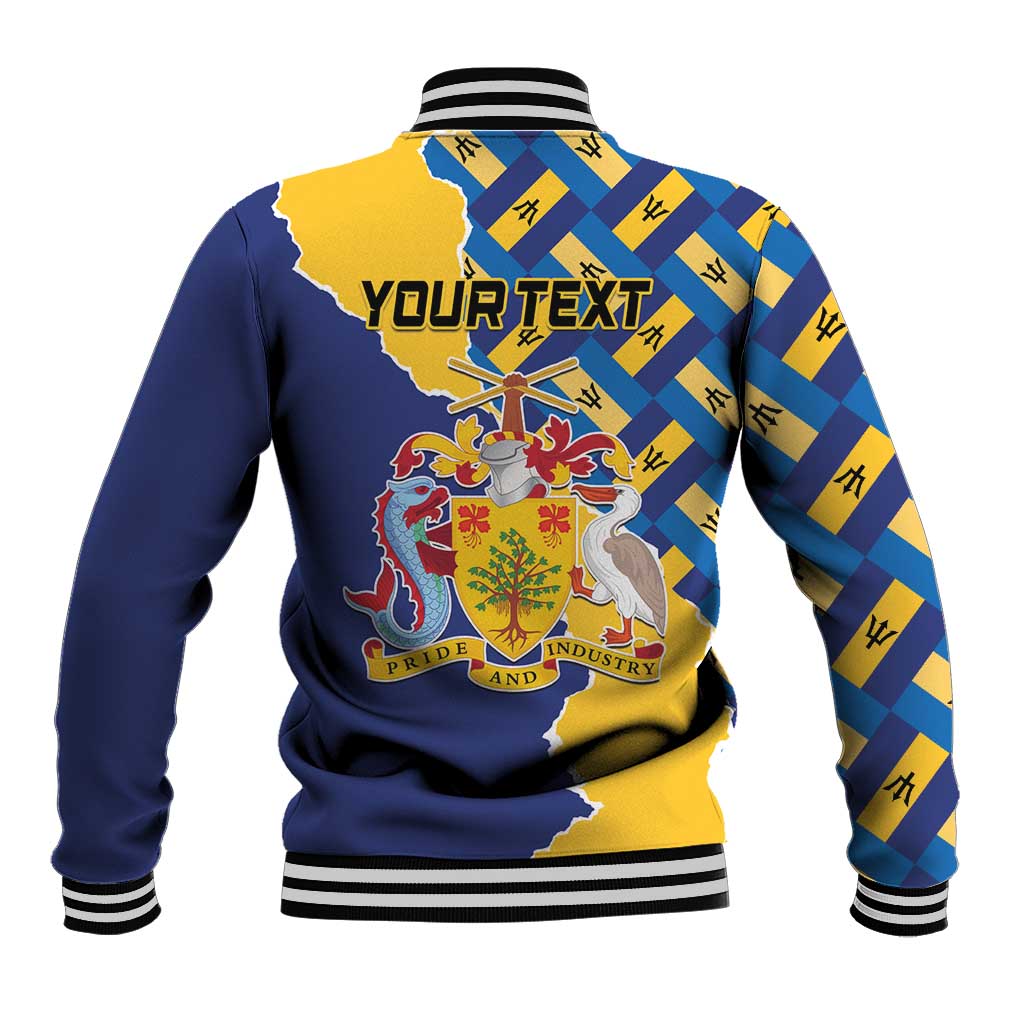 Personalised Barbados Independence Day Baseball Jacket Flying Fish Flag Pattern - Wonder Print Shop
