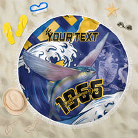Personalised Barbados Independence Day Beach Blanket Flying Fish Flag Pattern - Wonder Print Shop