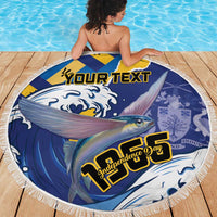 Personalised Barbados Independence Day Beach Blanket Flying Fish Flag Pattern - Wonder Print Shop