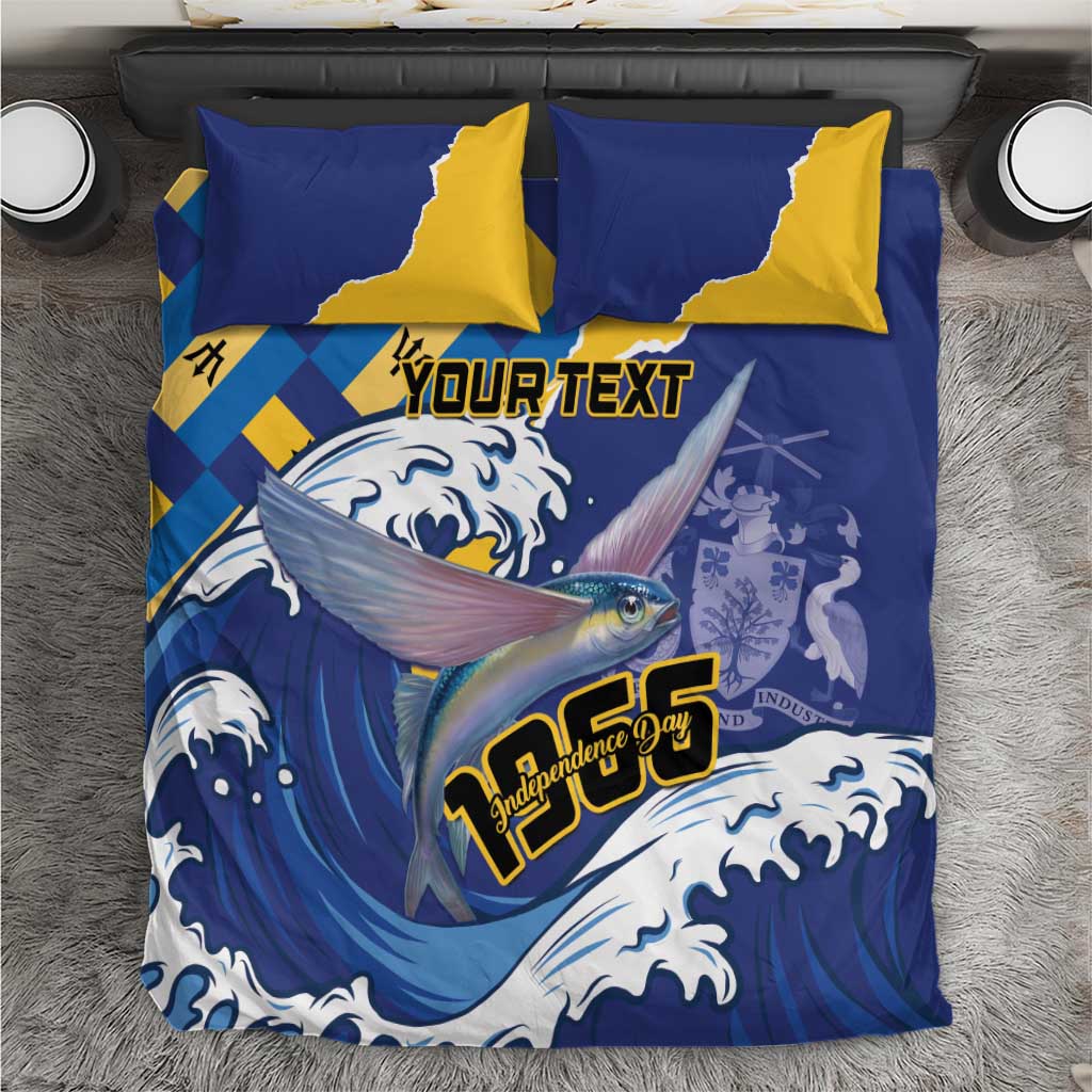 Personalised Barbados Independence Day Bedding Set Flying Fish Flag Pattern - Wonder Print Shop