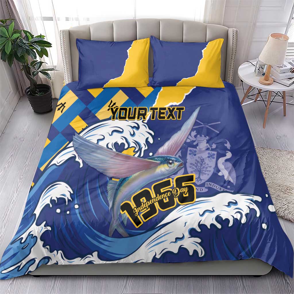 Personalised Barbados Independence Day Bedding Set Flying Fish Flag Pattern - Wonder Print Shop
