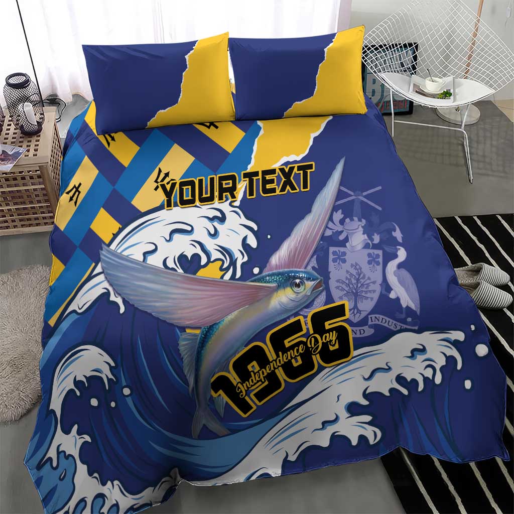 Personalised Barbados Independence Day Bedding Set Flying Fish Flag Pattern - Wonder Print Shop