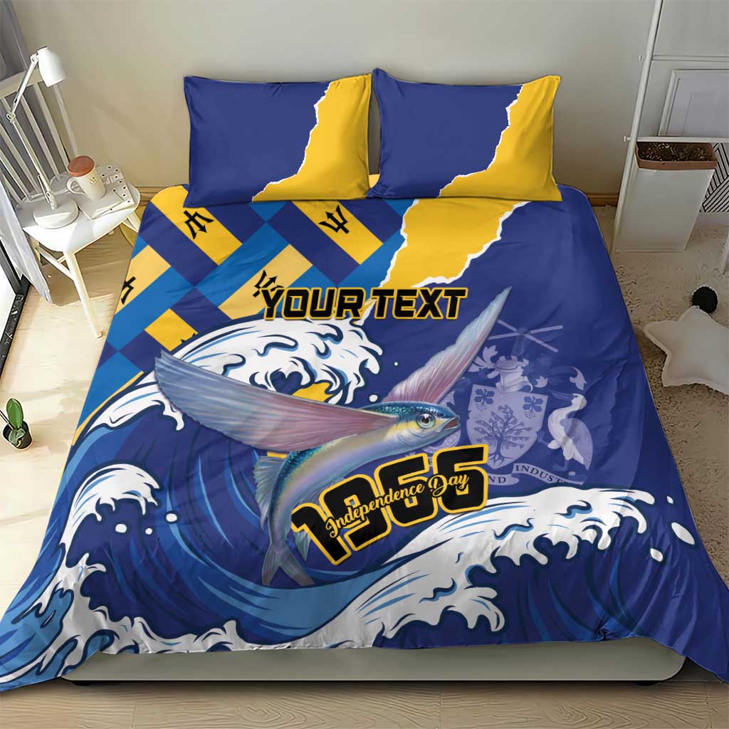 Personalised Barbados Independence Day Bedding Set Flying Fish Flag Pattern - Wonder Print Shop