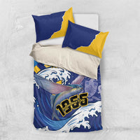 Personalised Barbados Independence Day Bedding Set Flying Fish Flag Pattern - Wonder Print Shop