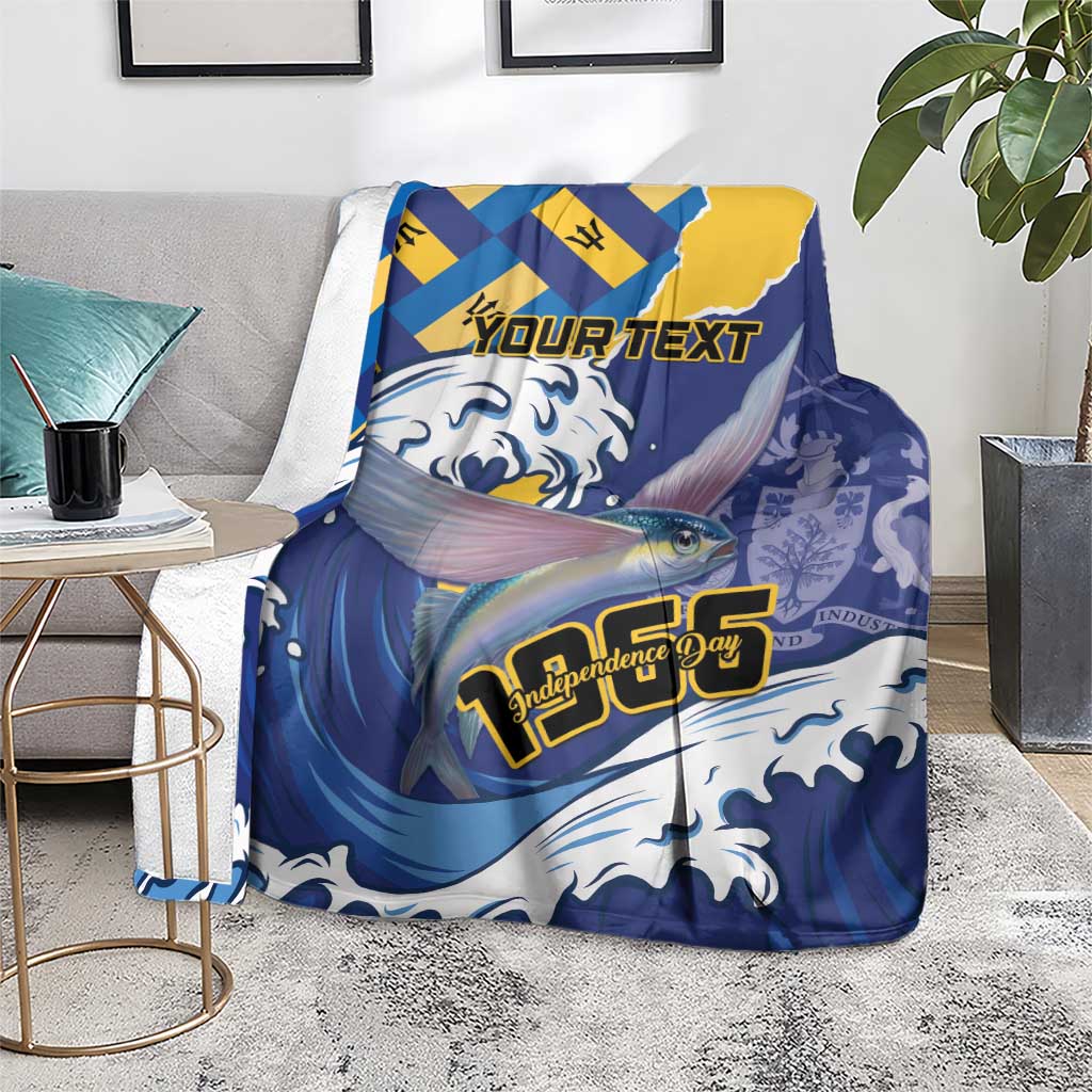 Personalised Barbados Independence Day Blanket Flying Fish Flag Pattern