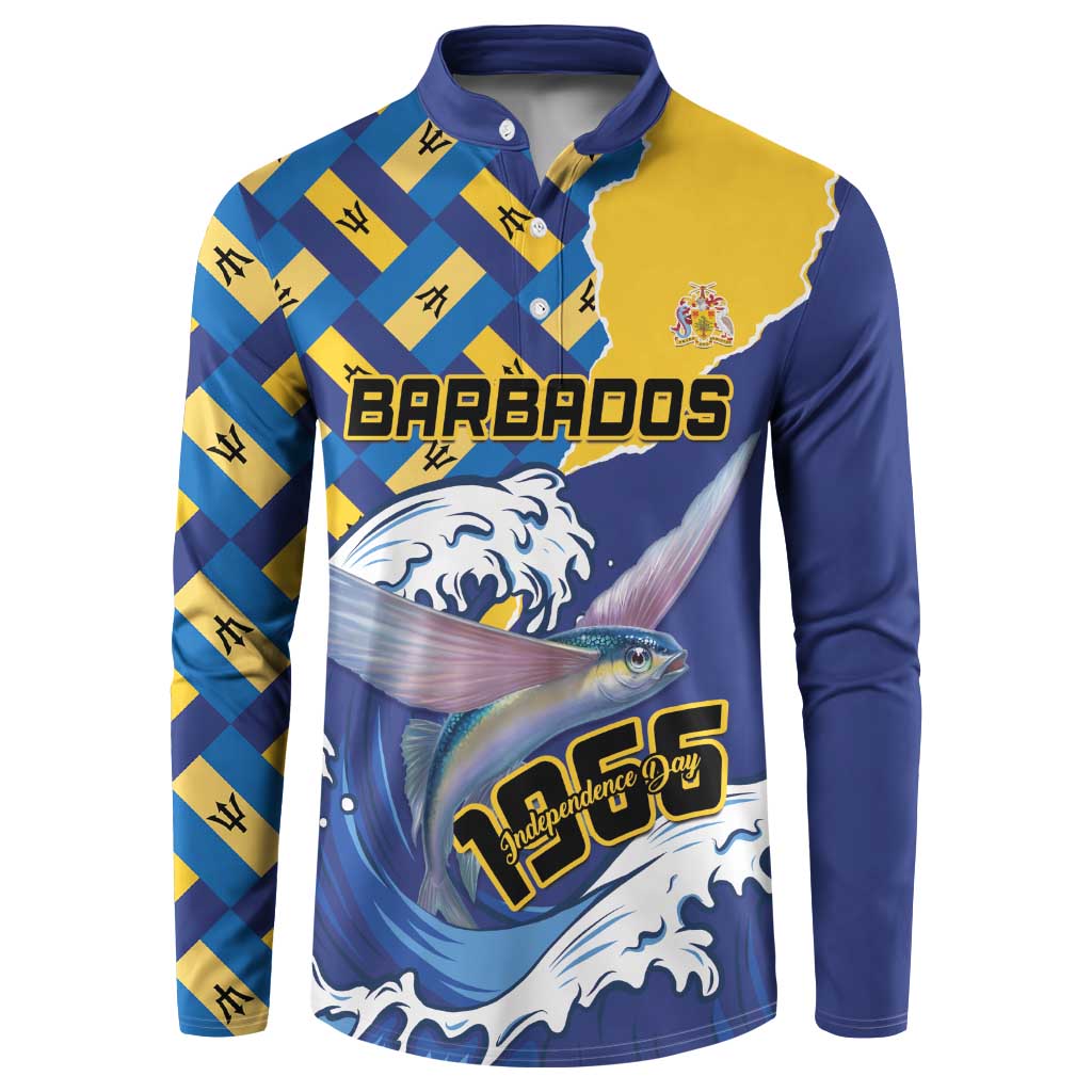 Personalised Barbados Independence Day Button Sweatshirt Flying Fish Flag Pattern - Wonder Print Shop