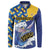 Personalised Barbados Independence Day Button Sweatshirt Flying Fish Flag Pattern - Wonder Print Shop