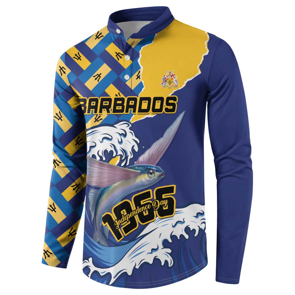 Personalised Barbados Independence Day Button Sweatshirt Flying Fish Flag Pattern - Wonder Print Shop