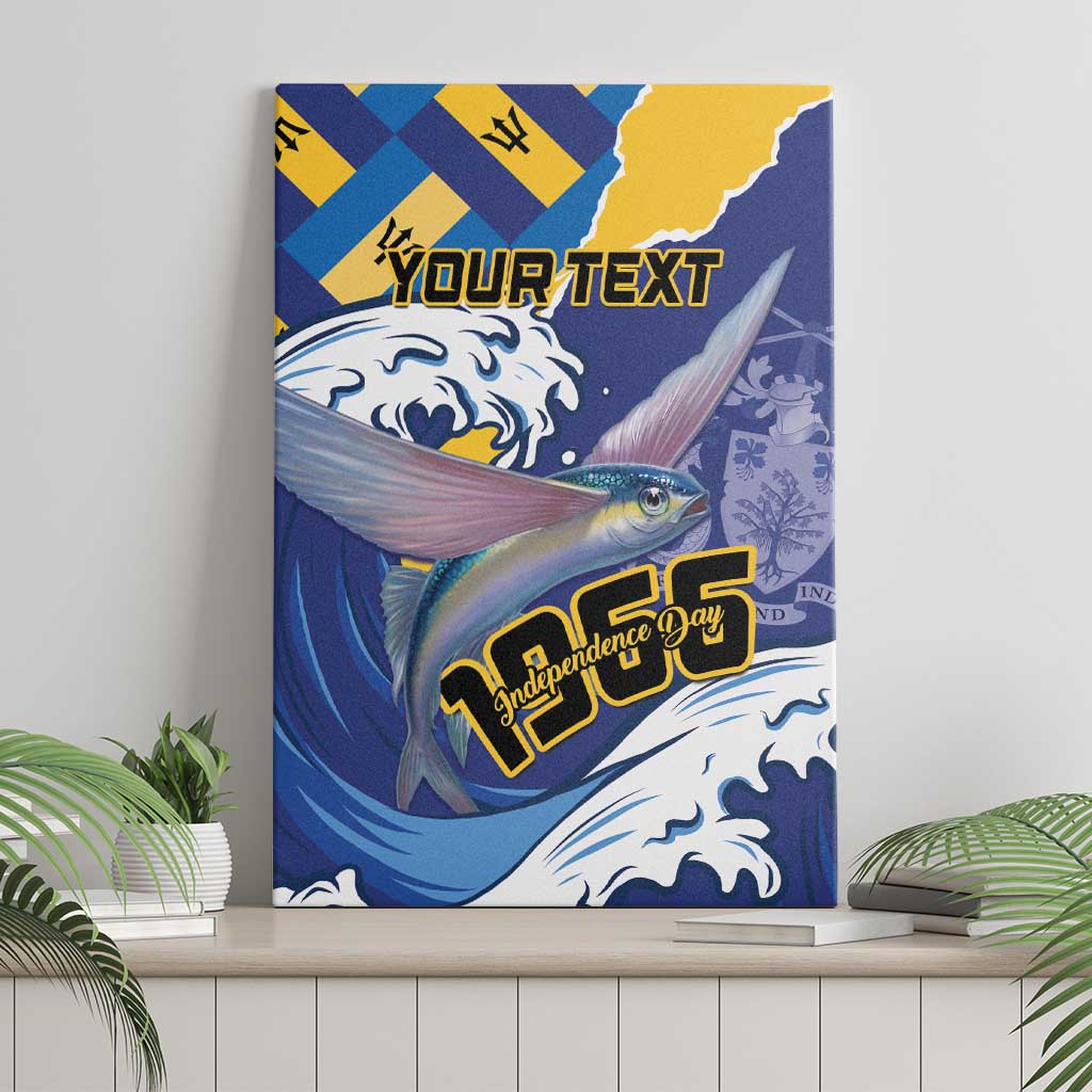 Personalised Barbados Independence Day Canvas Wall Art Flying Fish Flag Pattern - Wonder Print Shop