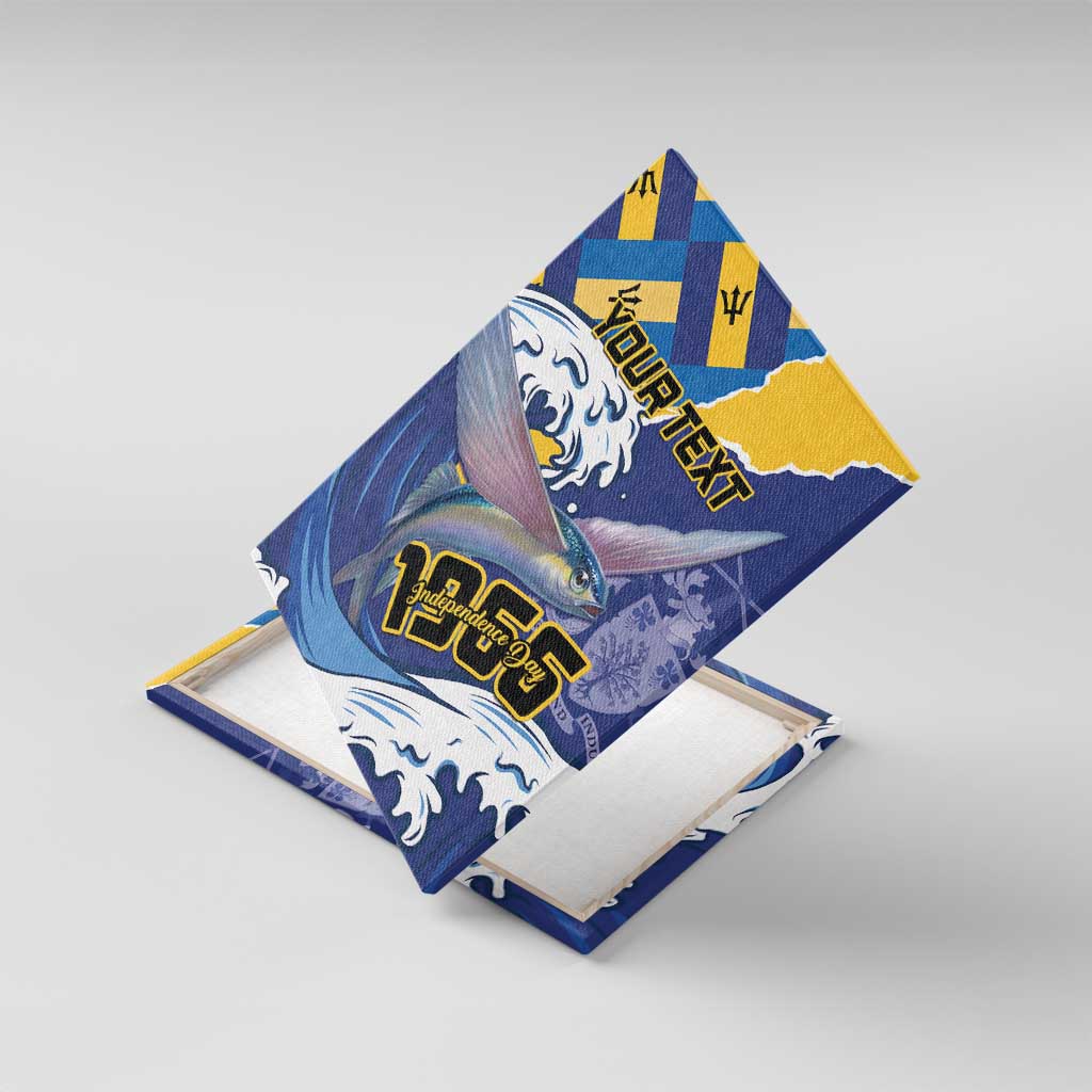 Personalised Barbados Independence Day Canvas Wall Art Flying Fish Flag Pattern - Wonder Print Shop