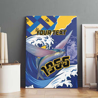 Personalised Barbados Independence Day Canvas Wall Art Flying Fish Flag Pattern - Wonder Print Shop