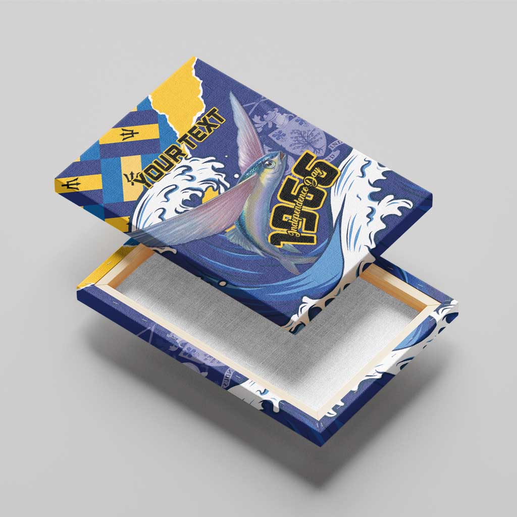 Personalised Barbados Independence Day Canvas Wall Art Flying Fish Flag Pattern - Wonder Print Shop