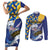 Personalised Barbados Independence Day Couples Matching Short Sleeve Bodycon Dress and Long Sleeve Button Shirt Flying Fish Flag Pattern - Wonder Print Shop