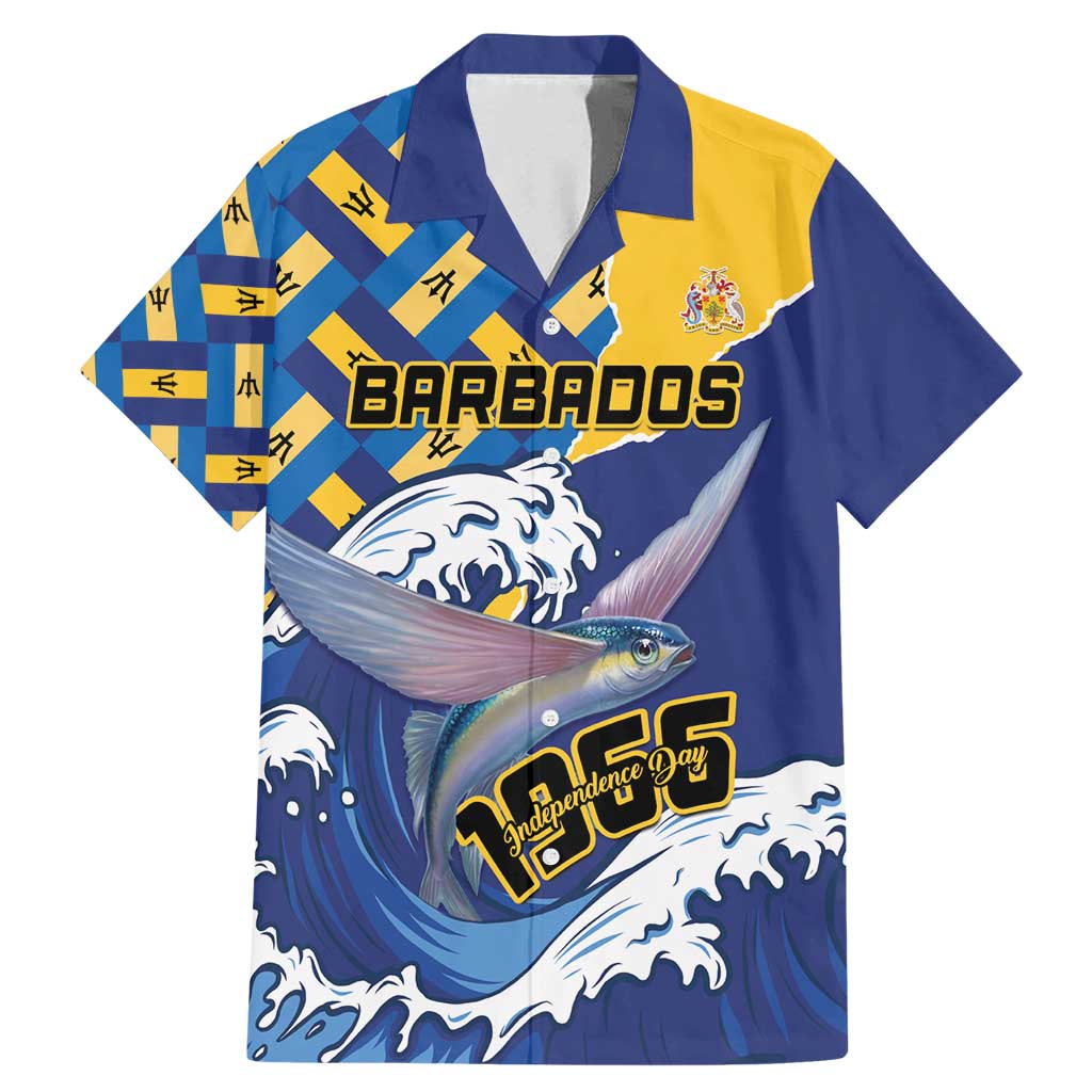 Personalised Barbados Independence Day Family Matching Mermaid Dress and Hawaiian Shirt Flying Fish Flag Pattern - Wonder Print Shop