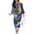 Personalised Barbados Independence Day Family Matching Off The Shoulder Long Sleeve Dress and Hawaiian Shirt Flying Fish Flag Pattern - Wonder Print Shop