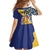 Personalised Barbados Independence Day Family Matching Off Shoulder Short Dress and Hawaiian Shirt Flying Fish Flag Pattern - Wonder Print Shop