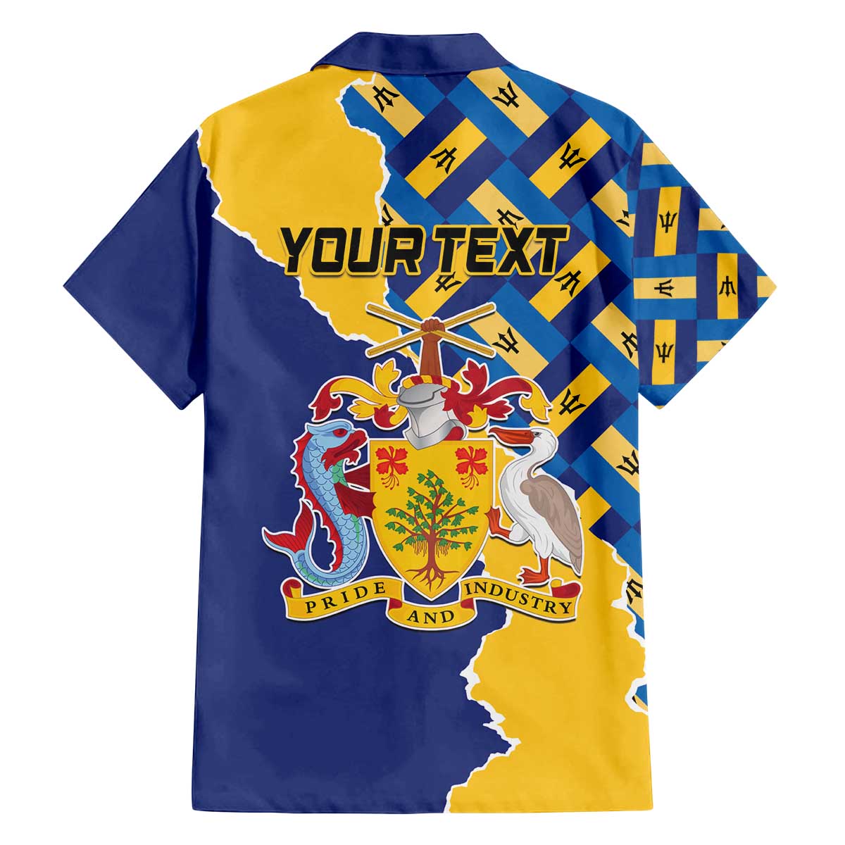 Personalised Barbados Independence Day Family Matching Off Shoulder Short Dress and Hawaiian Shirt Flying Fish Flag Pattern - Wonder Print Shop