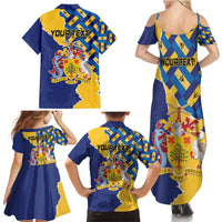 Personalised Barbados Independence Day Family Matching Summer Maxi Dress and Hawaiian Shirt Flying Fish Flag Pattern - Wonder Print Shop
