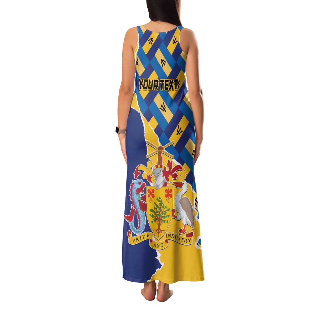 Personalised Barbados Independence Day Family Matching Tank Maxi Dress and Hawaiian Shirt Flying Fish Flag Pattern - Wonder Print Shop