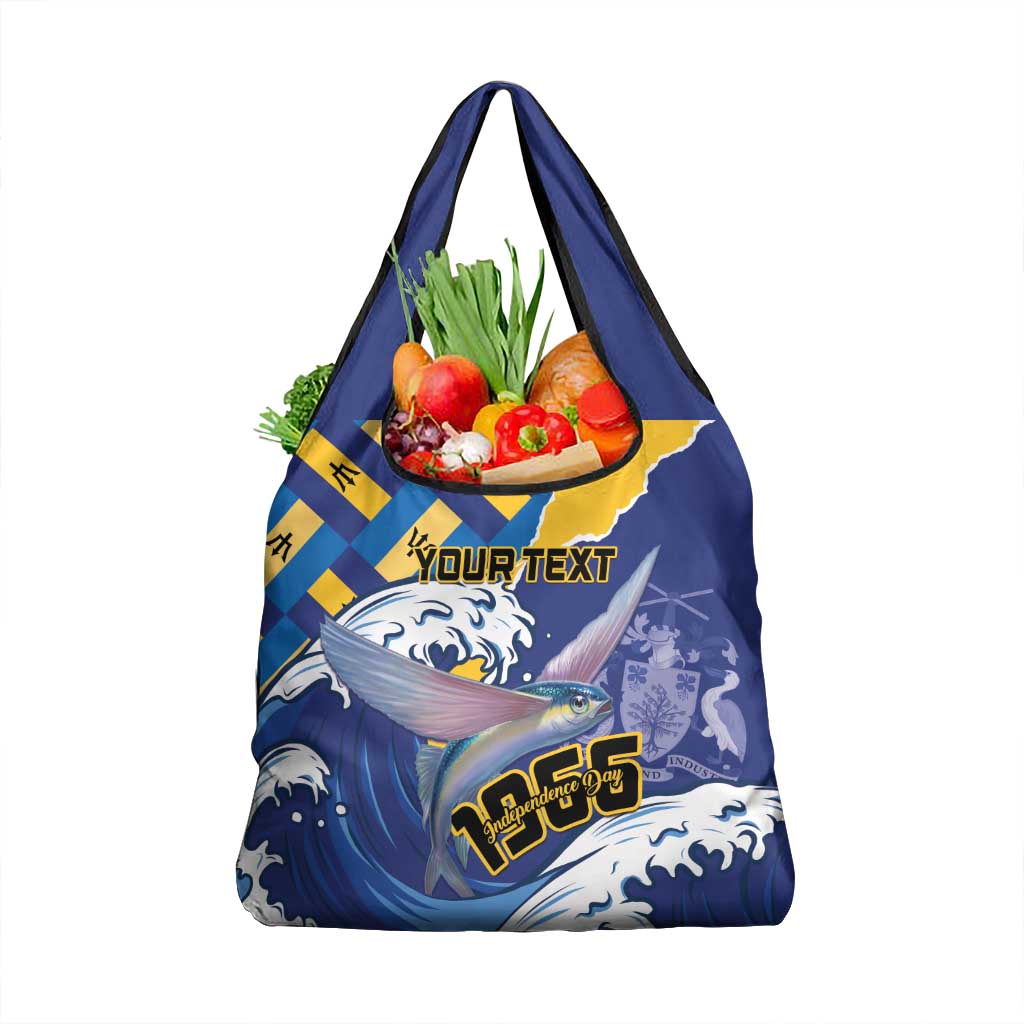 Personalised Barbados Independence Day Grocery Bag Flying Fish Flag Pattern