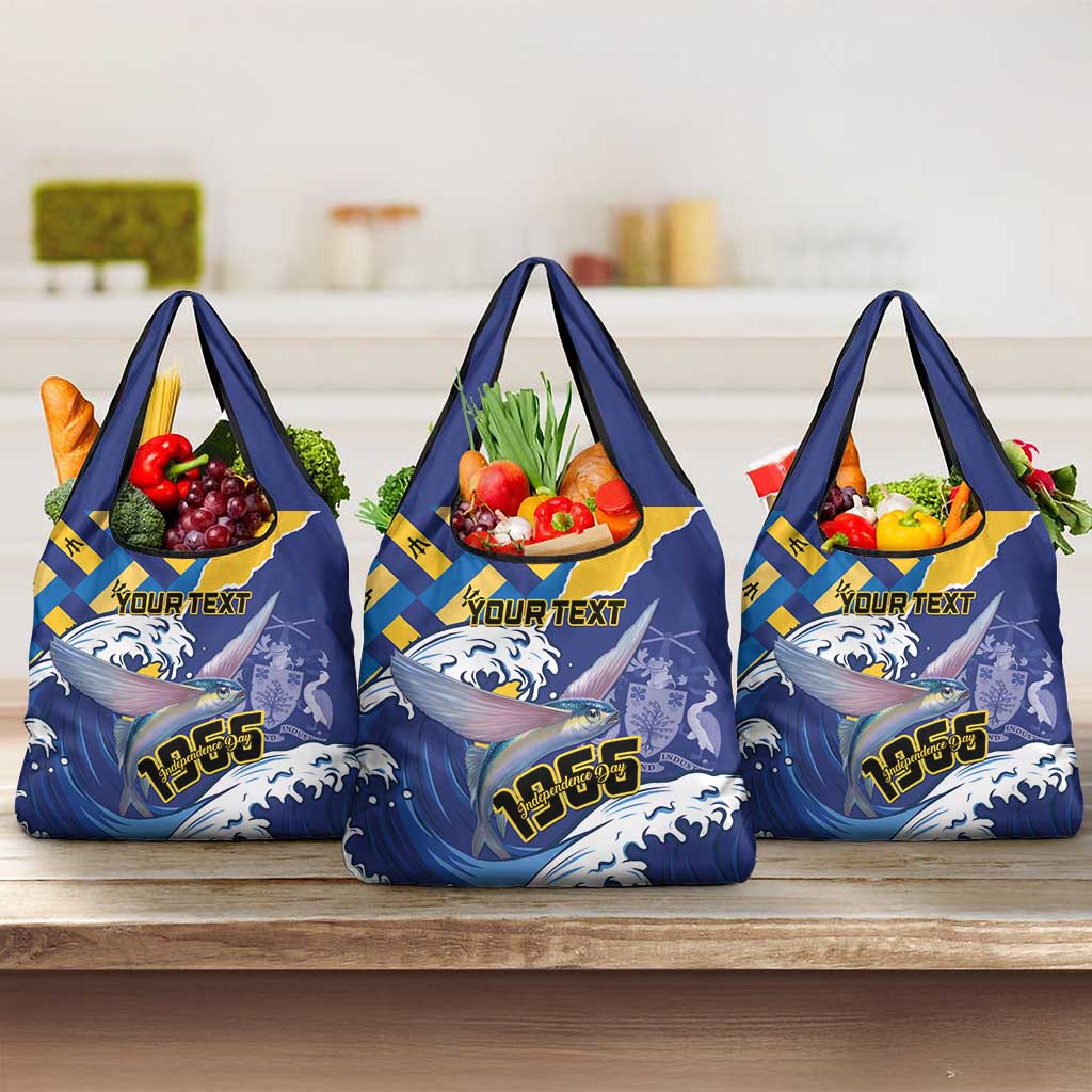 Personalised Barbados Independence Day Grocery Bag Flying Fish Flag Pattern
