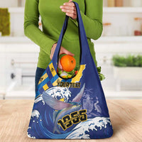 Personalised Barbados Independence Day Grocery Bag Flying Fish Flag Pattern