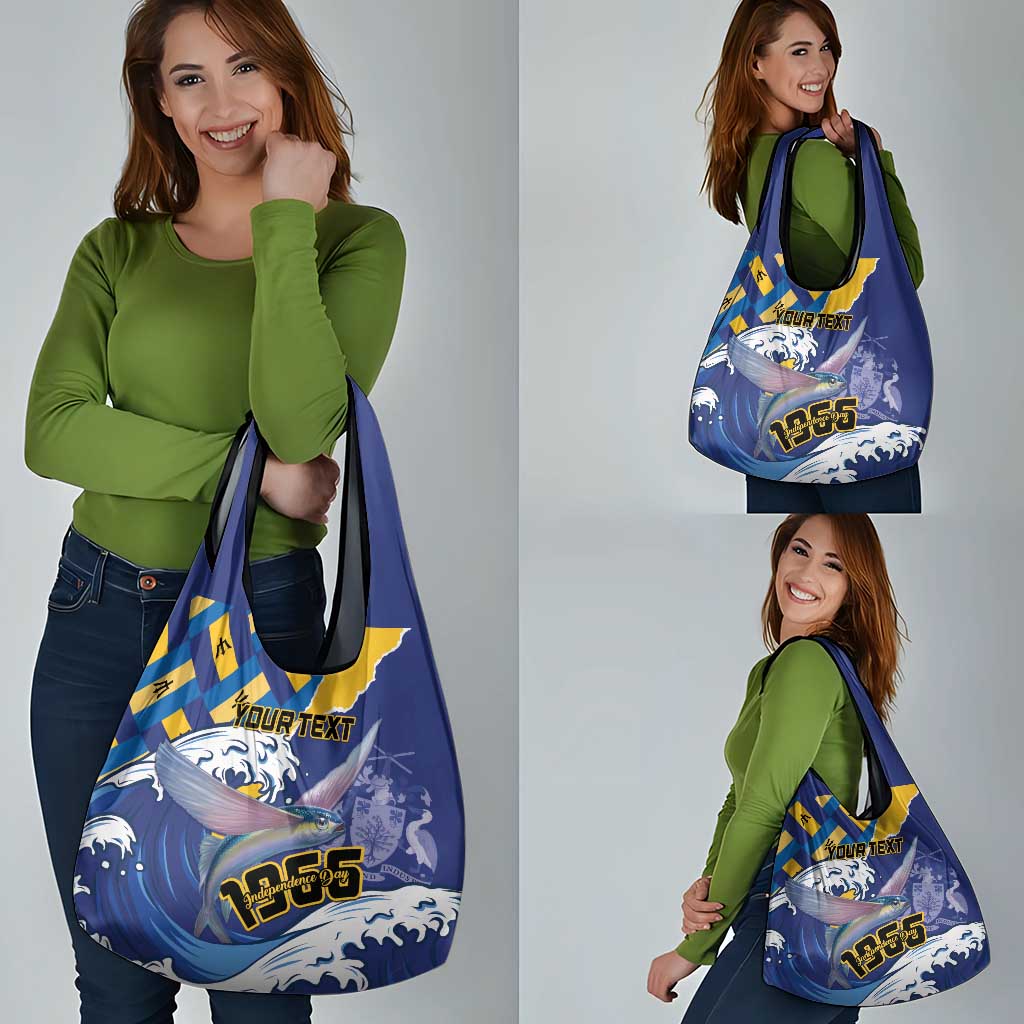 Personalised Barbados Independence Day Grocery Bag Flying Fish Flag Pattern