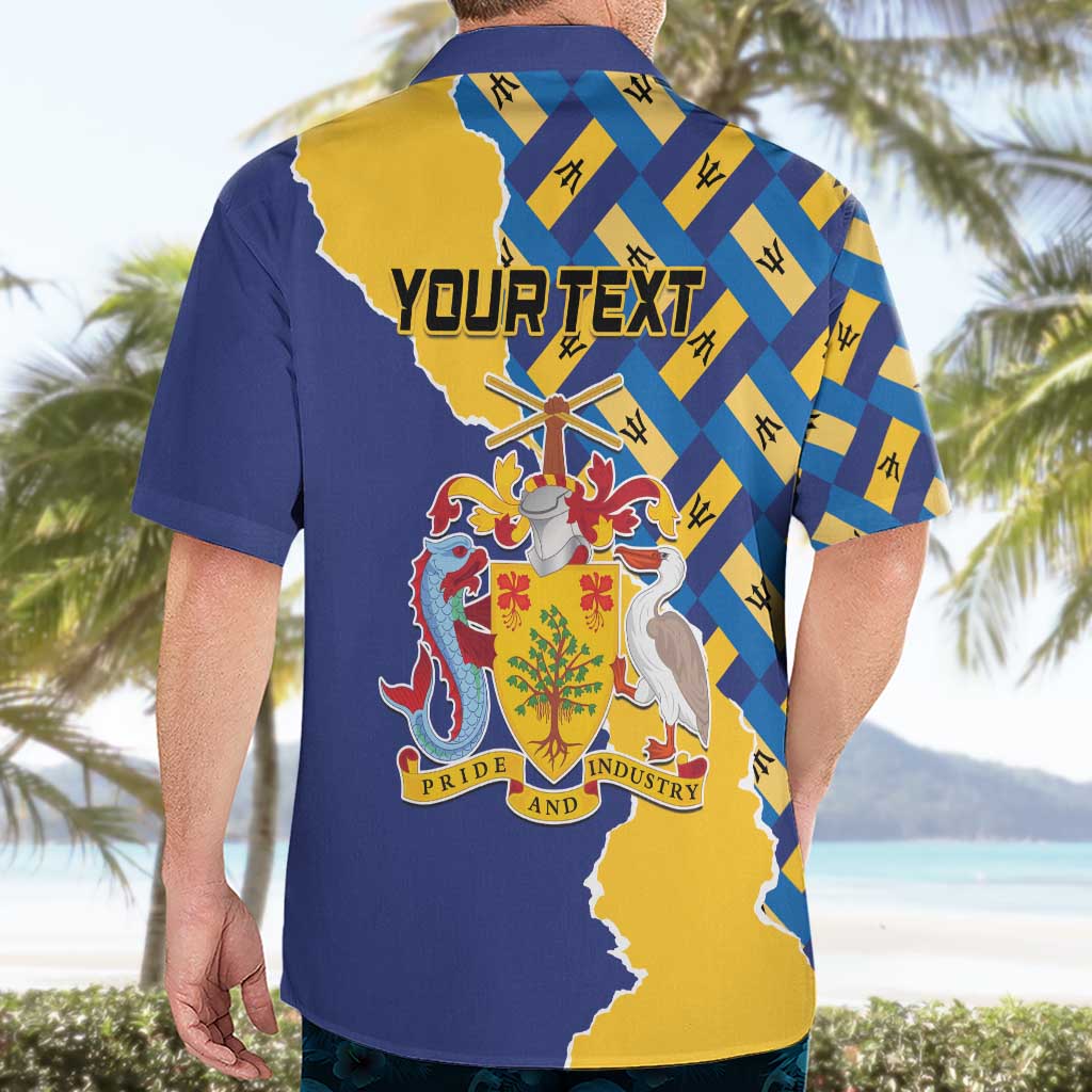 Personalised Barbados Independence Day Hawaiian Shirt Flying Fish Flag Pattern - Wonder Print Shop