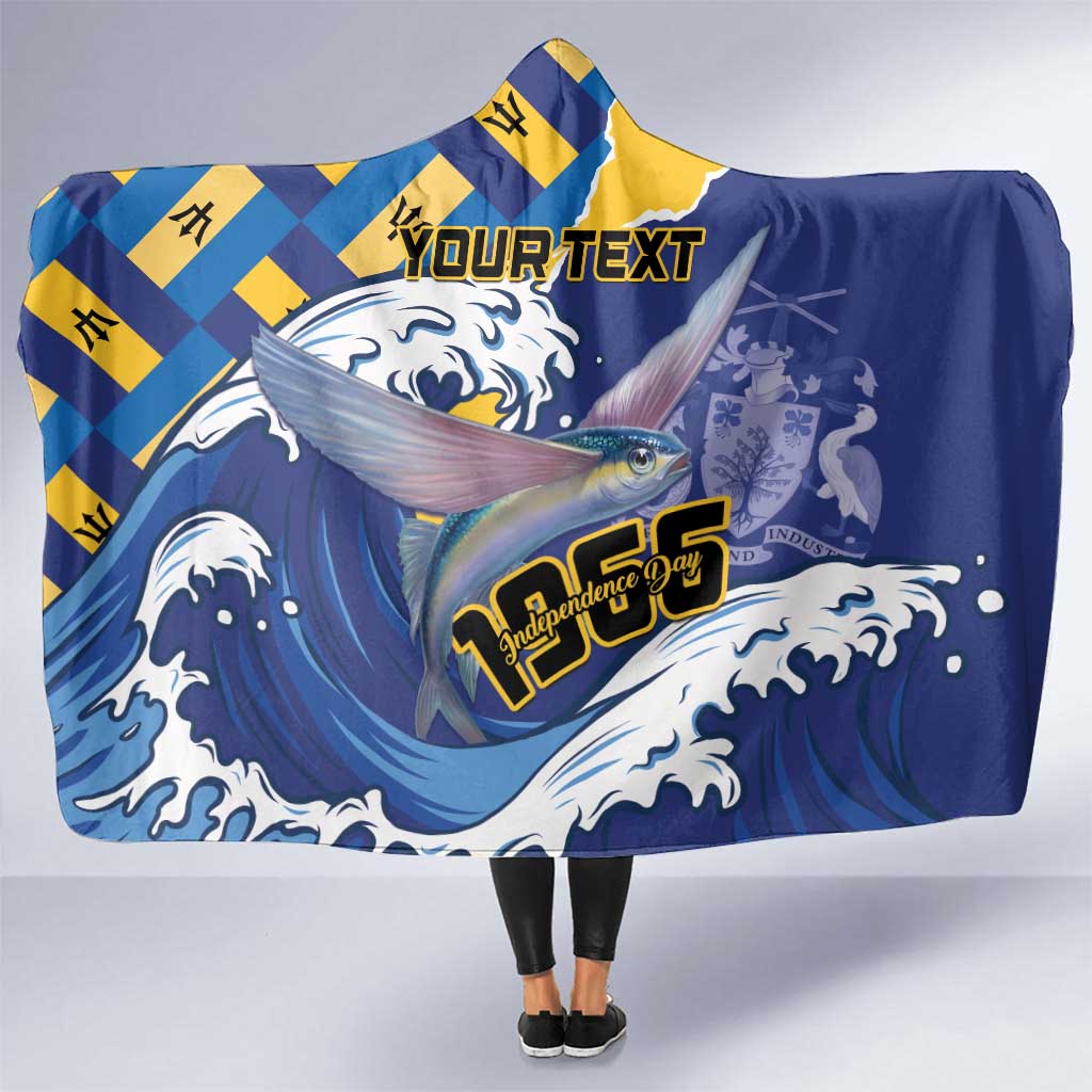 Personalised Barbados Independence Day Hooded Blanket Flying Fish Flag Pattern