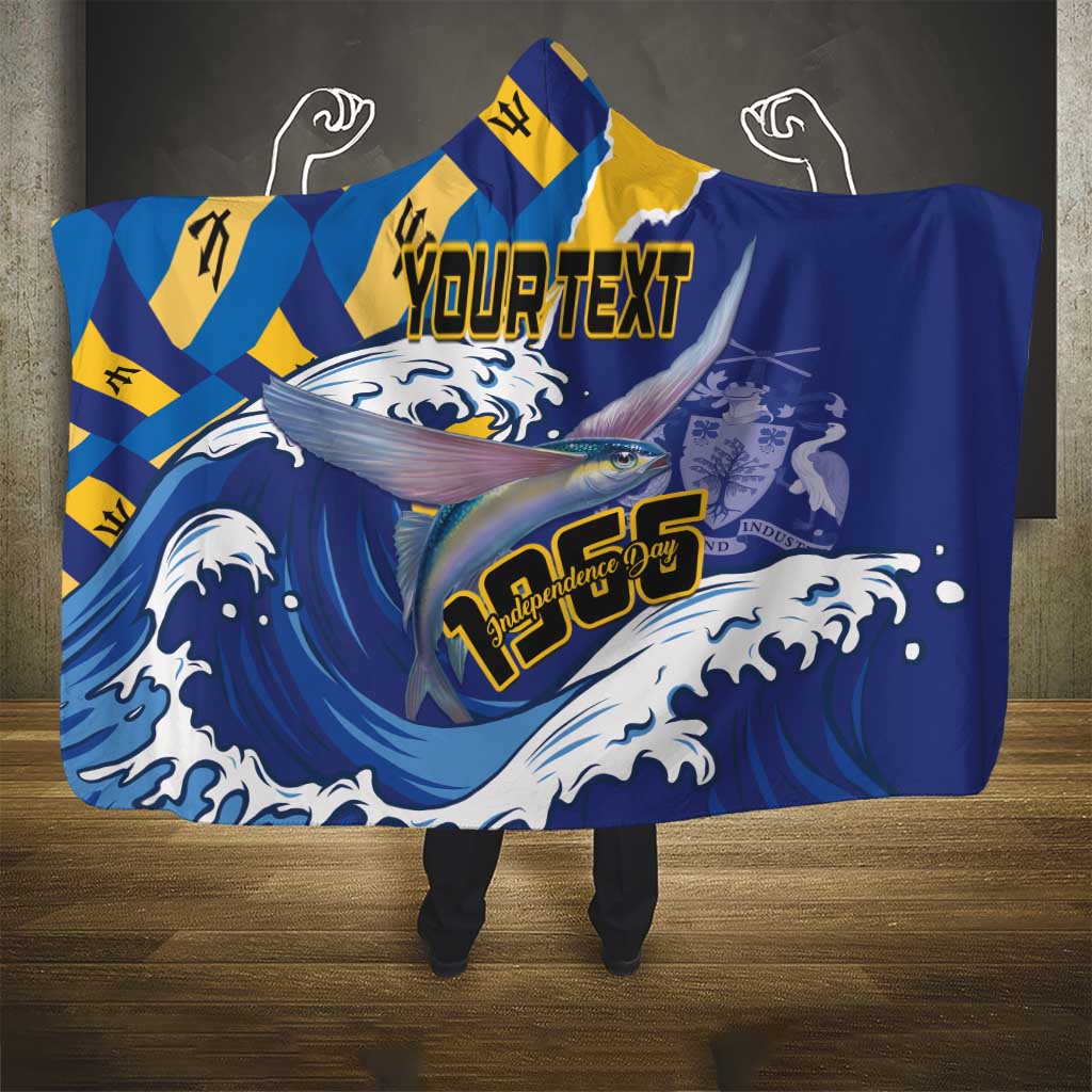 Personalised Barbados Independence Day Hooded Blanket Flying Fish Flag Pattern
