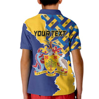 Personalised Barbados Independence Day Kid Polo Shirt Flying Fish Flag Pattern - Wonder Print Shop