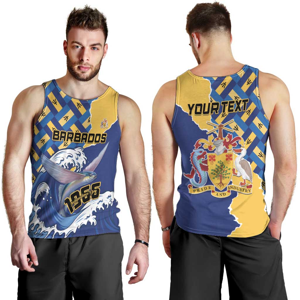 Personalised Barbados Independence Day Men Tank Top Flying Fish Flag Pattern - Wonder Print Shop