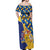 Personalised Barbados Independence Day Off Shoulder Maxi Dress Flying Fish Flag Pattern - Wonder Print Shop