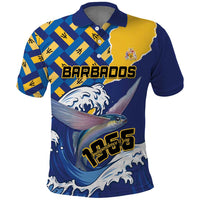 Personalised Barbados Independence Day Polo Shirt Flying Fish Flag Pattern - Wonder Print Shop