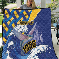 Personalised Barbados Independence Day Quilt Flying Fish Flag Pattern - Wonder Print Shop