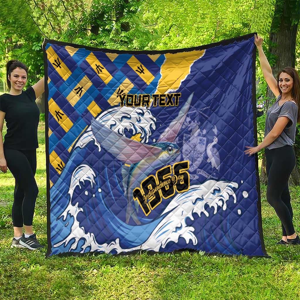 Personalised Barbados Independence Day Quilt Flying Fish Flag Pattern - Wonder Print Shop