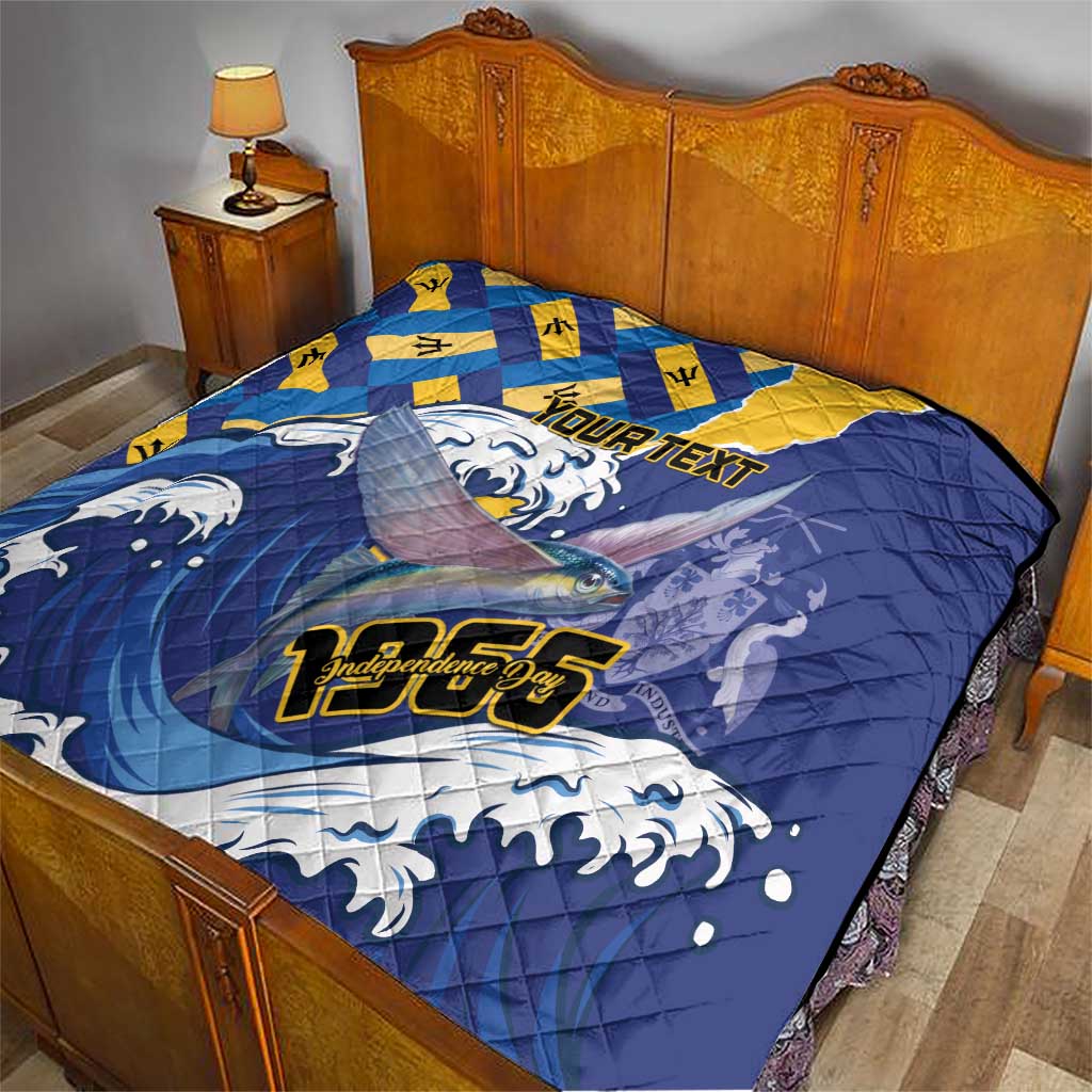 Personalised Barbados Independence Day Quilt Flying Fish Flag Pattern - Wonder Print Shop