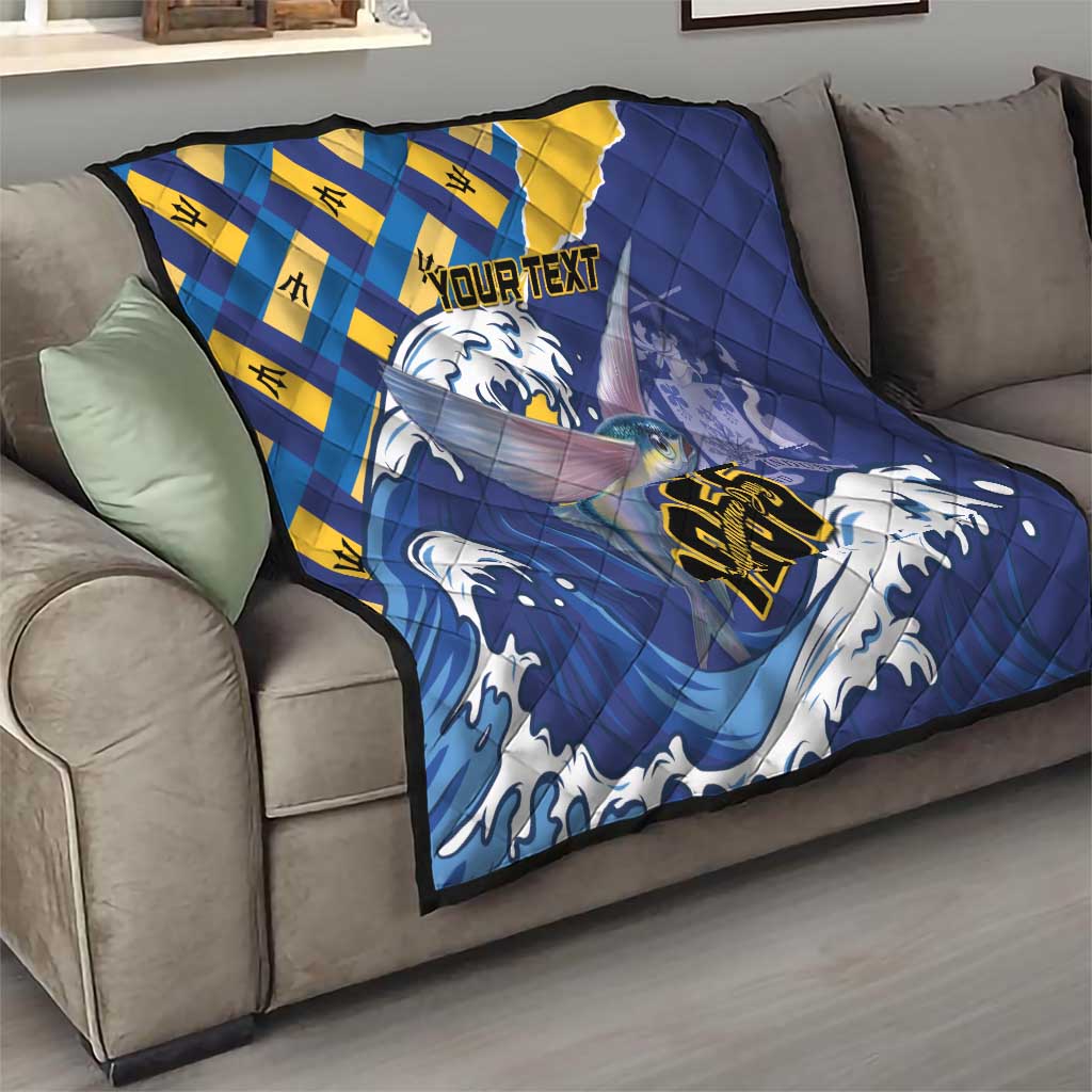 Personalised Barbados Independence Day Quilt Flying Fish Flag Pattern - Wonder Print Shop