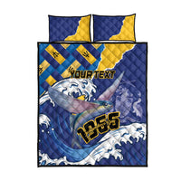 Personalised Barbados Independence Day Quilt Bed Set Flying Fish Flag Pattern - Wonder Print Shop