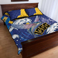 Personalised Barbados Independence Day Quilt Bed Set Flying Fish Flag Pattern - Wonder Print Shop