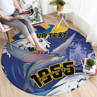 Personalised Barbados Independence Day Round Carpet Flying Fish Flag Pattern
