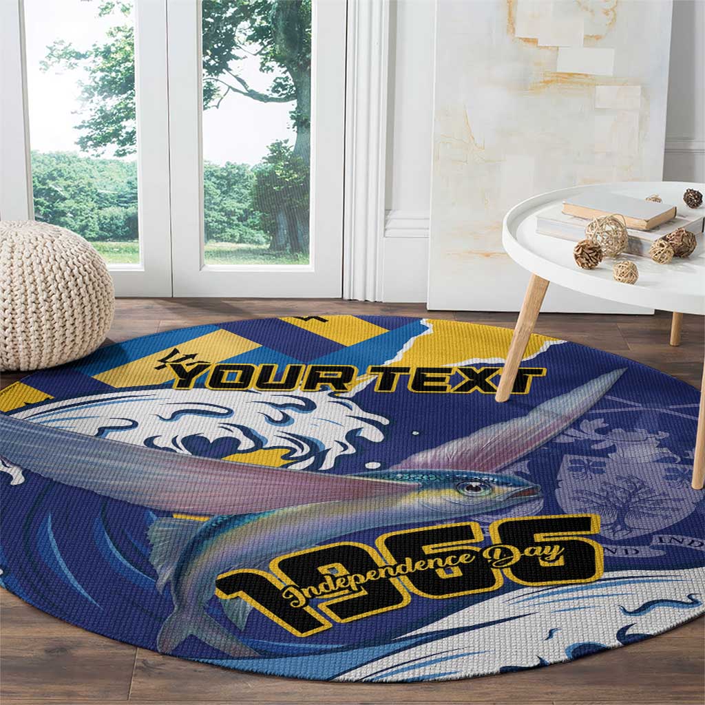 Personalised Barbados Independence Day Round Carpet Flying Fish Flag Pattern