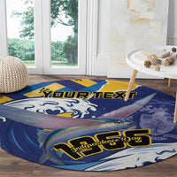 Personalised Barbados Independence Day Round Carpet Flying Fish Flag Pattern