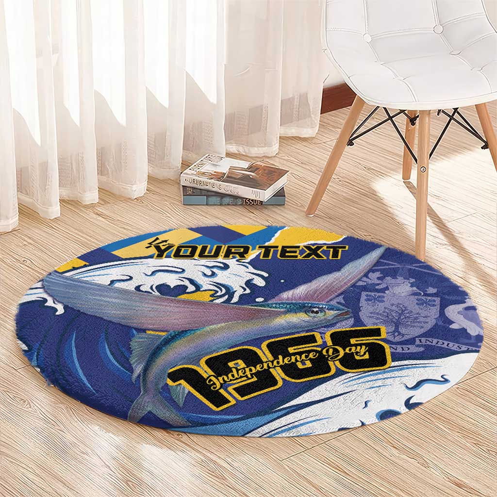 Personalised Barbados Independence Day Round Carpet Flying Fish Flag Pattern
