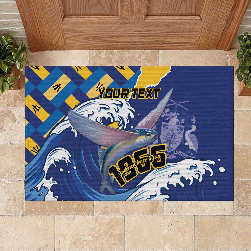 Personalised Barbados Independence Day Rubber Doormat Flying Fish Flag Pattern - Wonder Print Shop