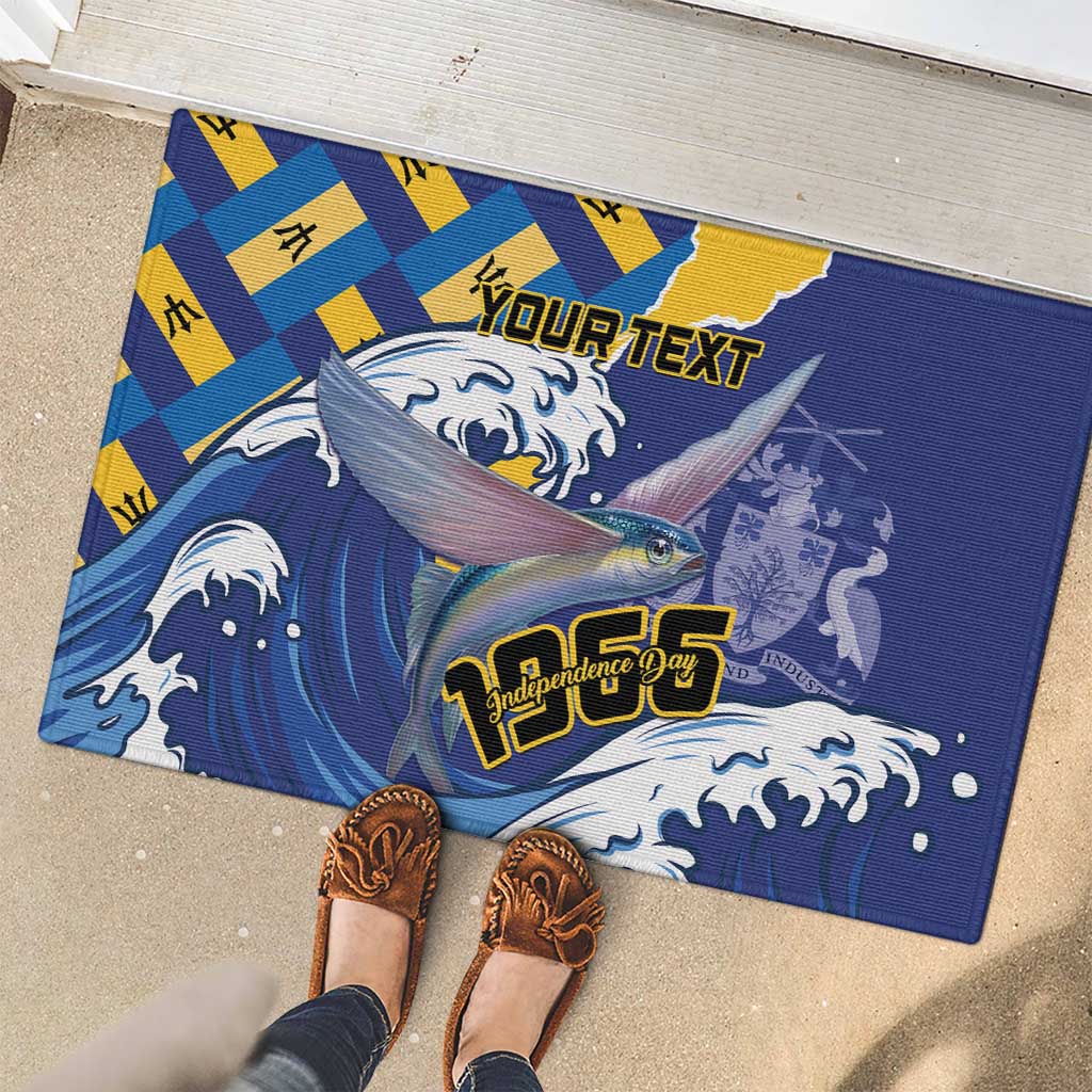 Personalised Barbados Independence Day Rubber Doormat Flying Fish Flag Pattern - Wonder Print Shop