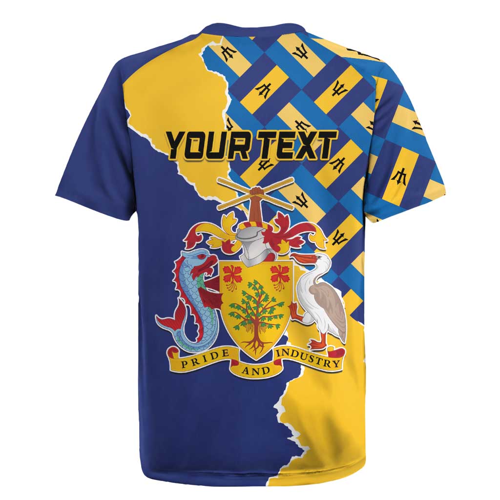 Personalised Barbados Independence Day Rugby Jersey Flying Fish Flag Pattern - Wonder Print Shop