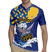 Personalised Barbados Independence Day Rugby Jersey Flying Fish Flag Pattern - Wonder Print Shop